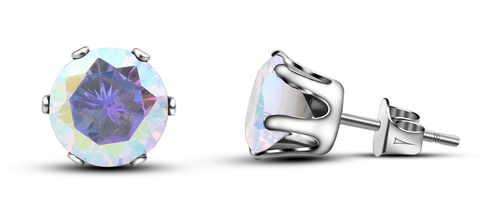 Hopeapuro sten regnbåge 6 mm örhängen