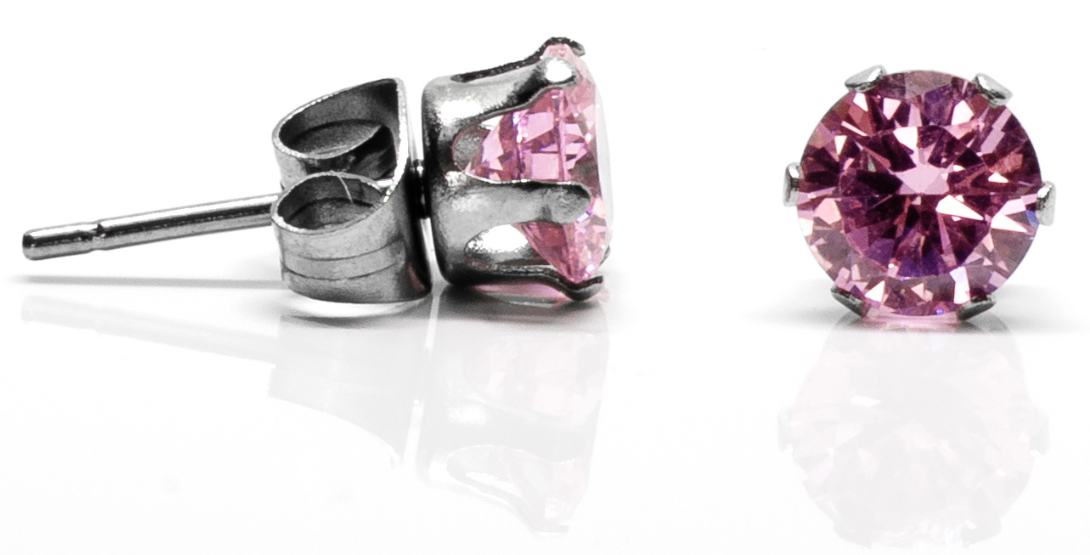 Hopeapuro sten ljusröd 6 mm örhängen