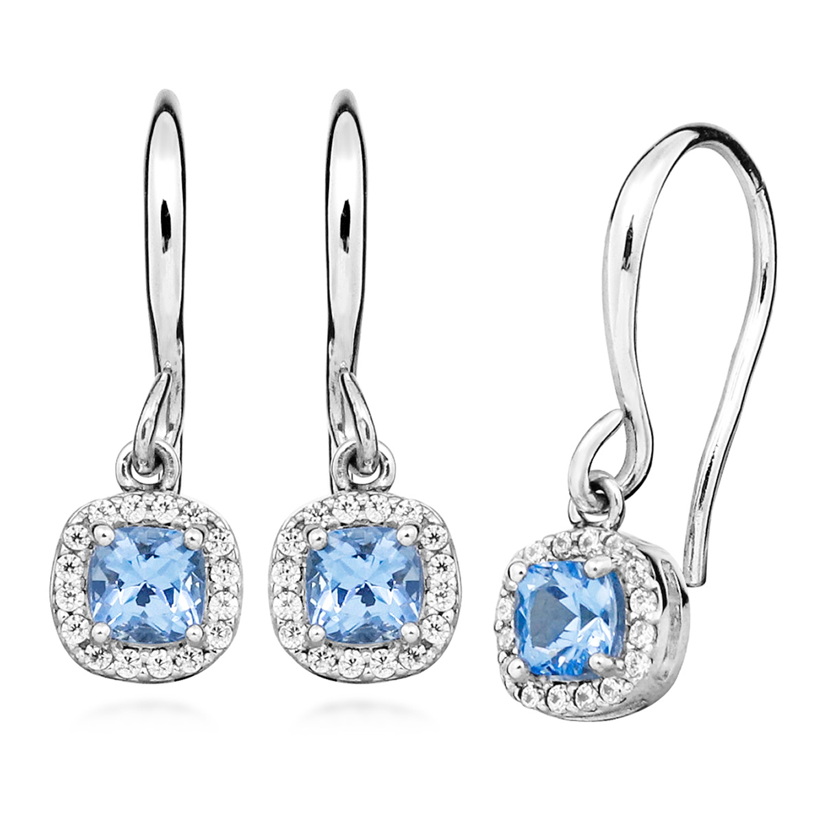 Lykka Casuals blå halo silverörhängen