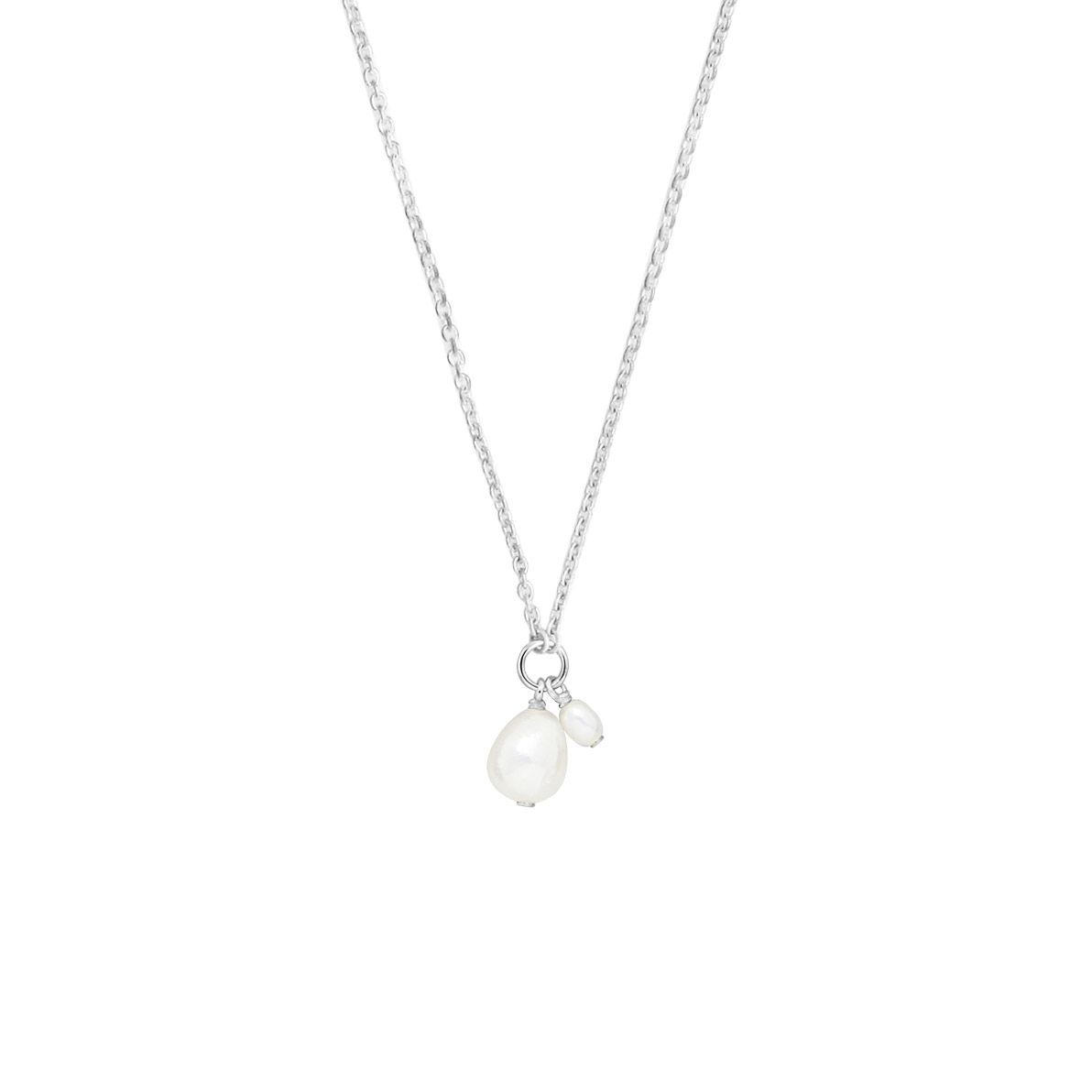 Lykka Pearls silver dubbel pärlhalsband 45 cm
