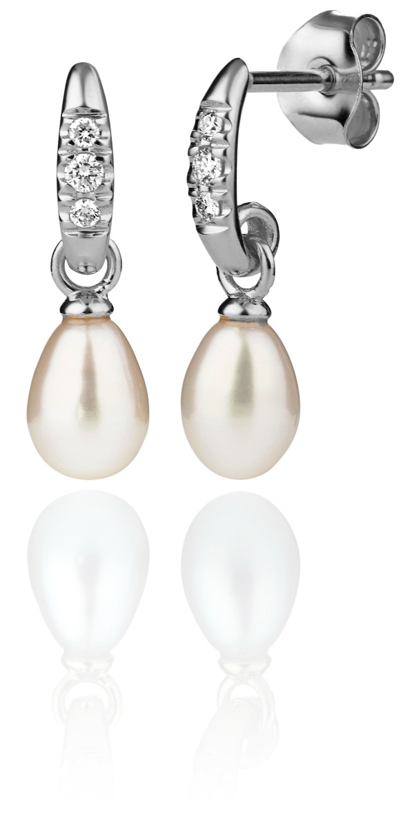 Kohinoor Elina vitguldörhängen med pärla och diamant 143-267V-08