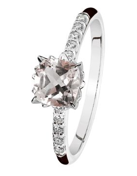 Kohinoor Rosa ring i vitguld med morganit och diamanter 933-260V-10-cush