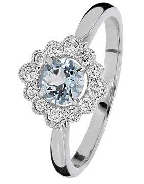 Kohinoor diamant-akvamarinring Bellis 033-616VA-16
