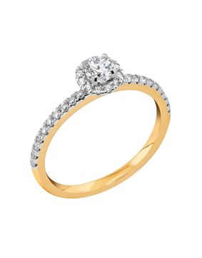 Midem Paris halo-diamantring 0,50ct gulguld