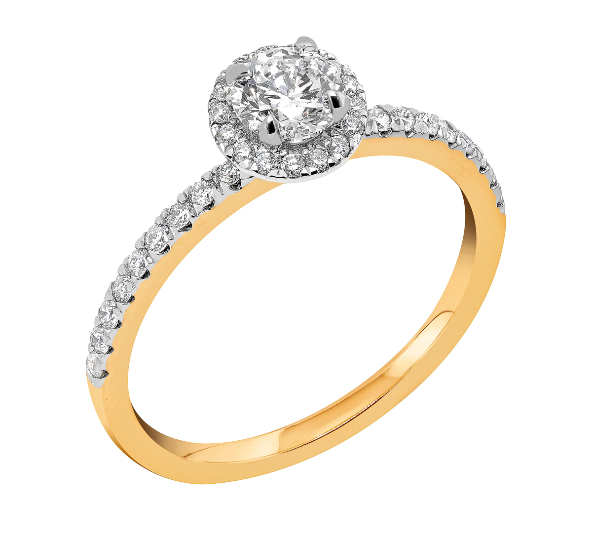 Midem Paris halo-diamantring 0,75ct gulguld