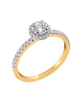Midem Paris halo-diamantring 0,75ct gulguld