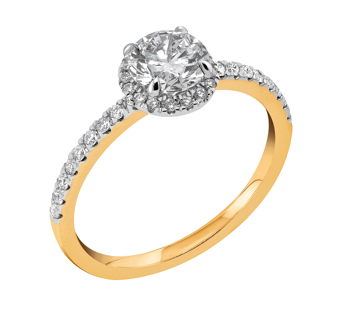 Midem Paris halo-diamantring 1,00ct gulguld