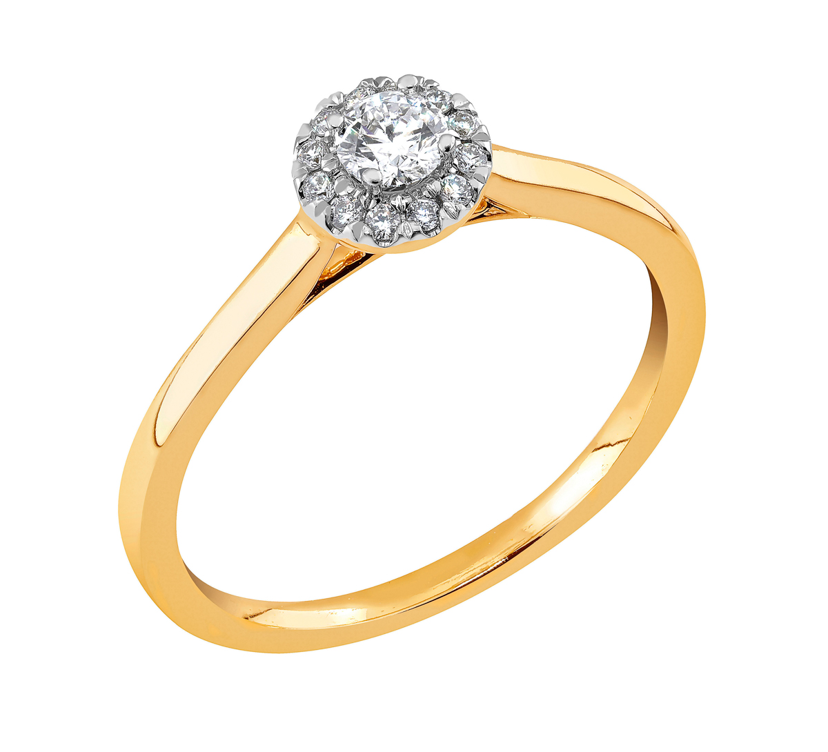 Midem Rome halo-diamantring 0,25ct gulguld