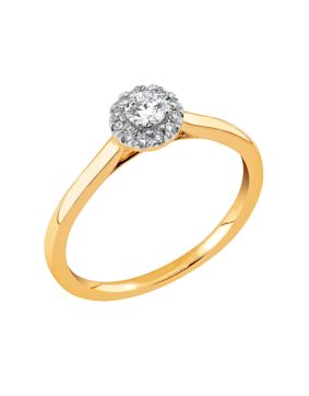 Midem Rome halo-diamantring 0,25ct gulguld