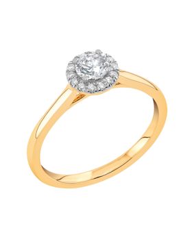 Midem Rome halo-diamantring 0,50ct gulguld