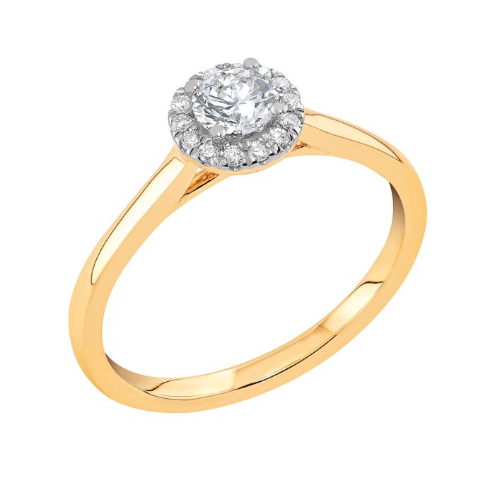 Midem Rome halo-diamantring 0,50ct gulguld main product photo