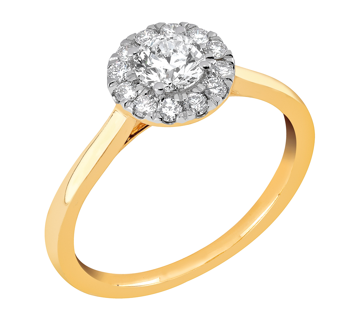 Midem Rome halo-diamantring 0,75ct gulguld