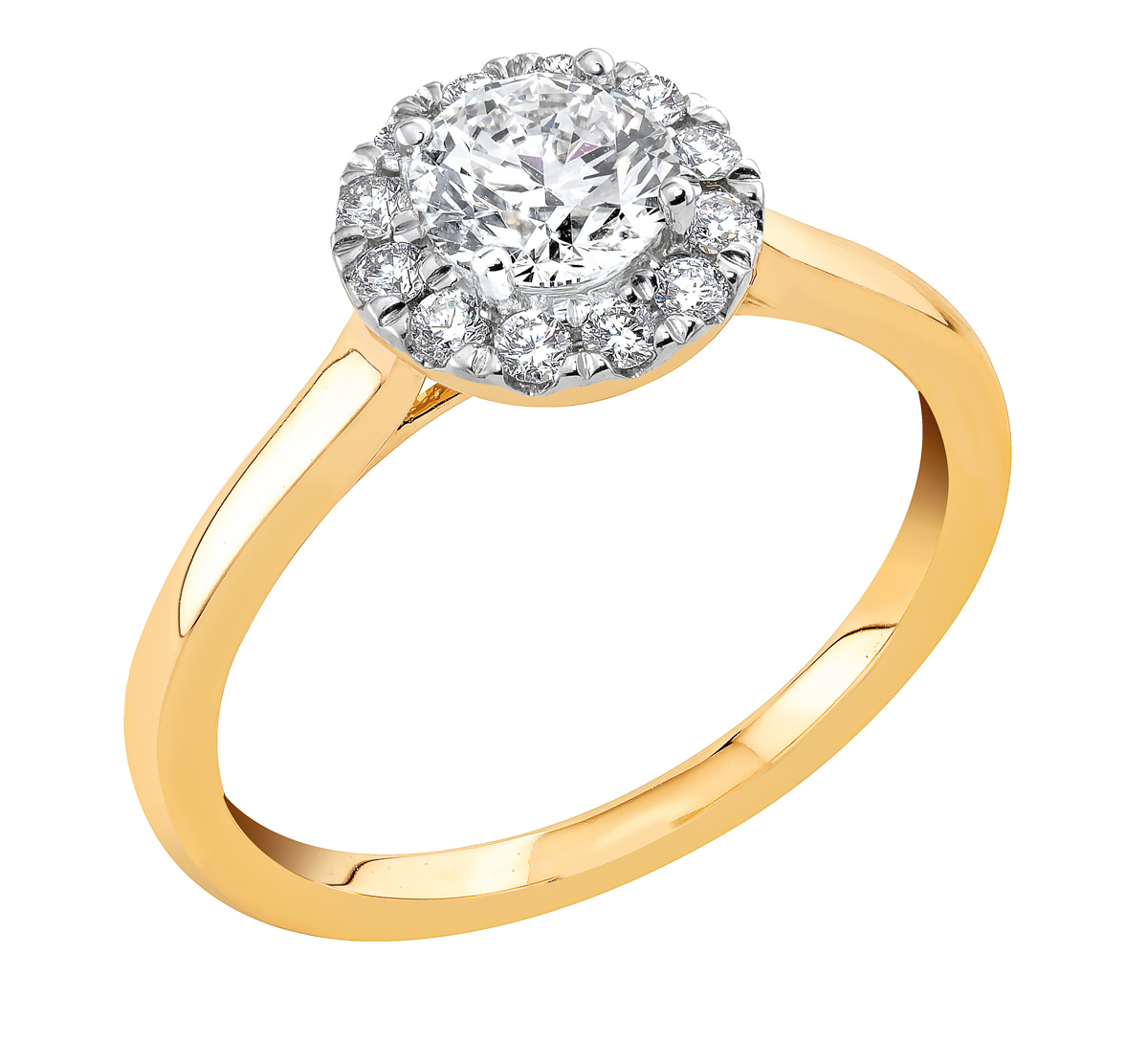 Midem Rome halo-diamantring 1,00ct gulguld