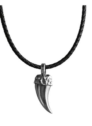 Lempikoru strong stort patinerat silver-läderhalsband 42 631 86 500