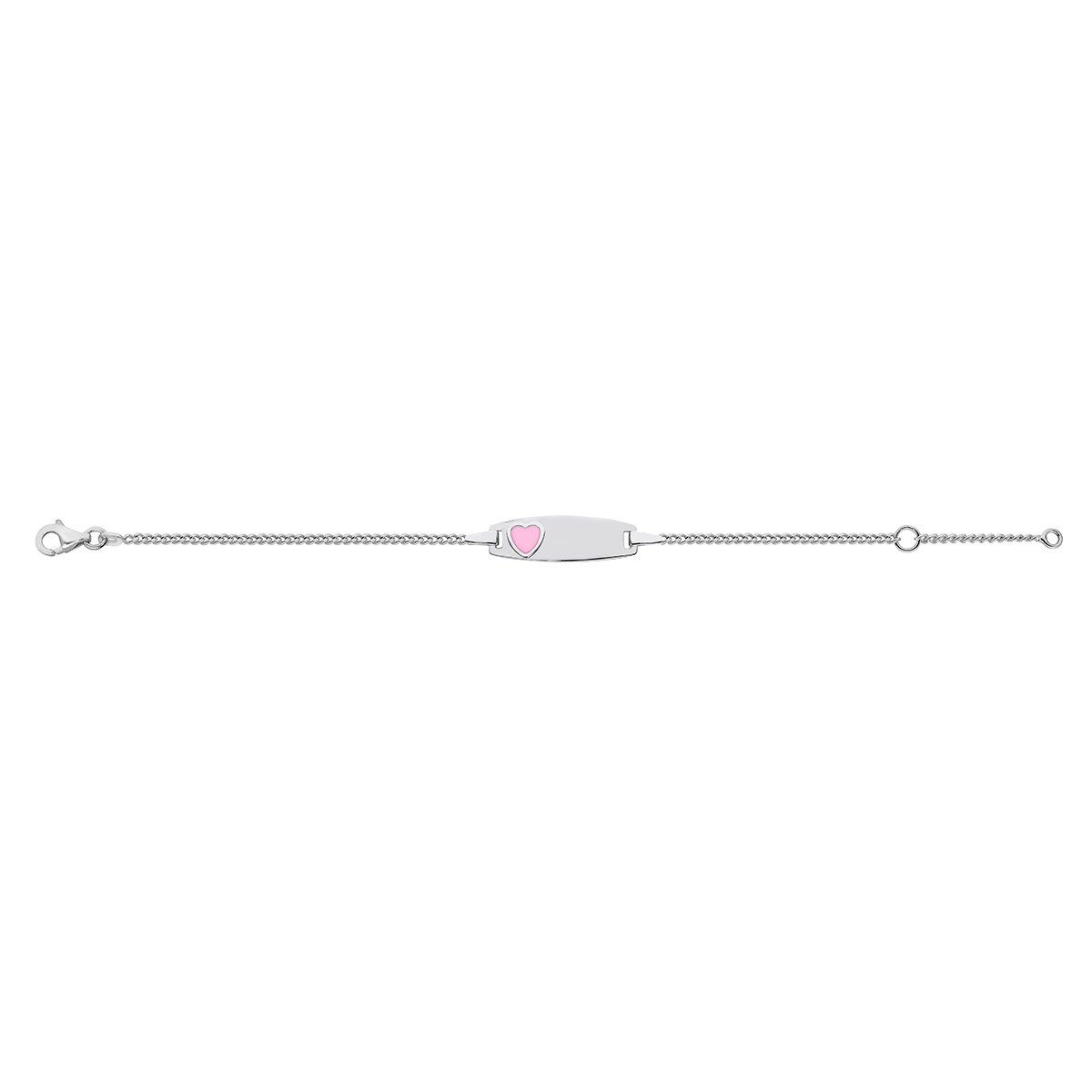 Lykka barn silver armband med bricka pink hjärta