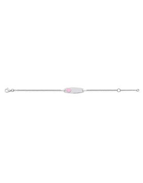Lykken barn silver armband med bricka pink hjärta