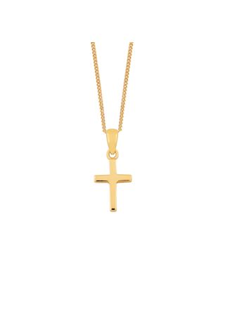 Lykka Crosses slätt korshalsband i silver guldpläterat