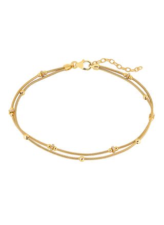 Lykka Casuals silver dubbelt ankelkedja guldplaterat