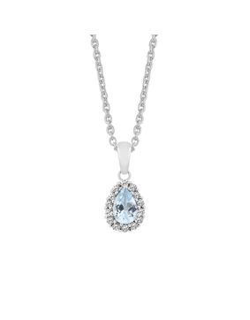 Lykken Casuals silverhalsband ljusblå halo LYS25065