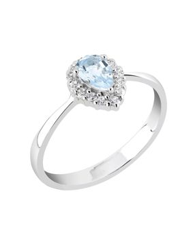 Lykken Casuals silver ring ljusblå halo LYS25067