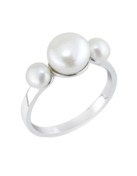 Lykken Pearls pärlring silver trippel LYS25073