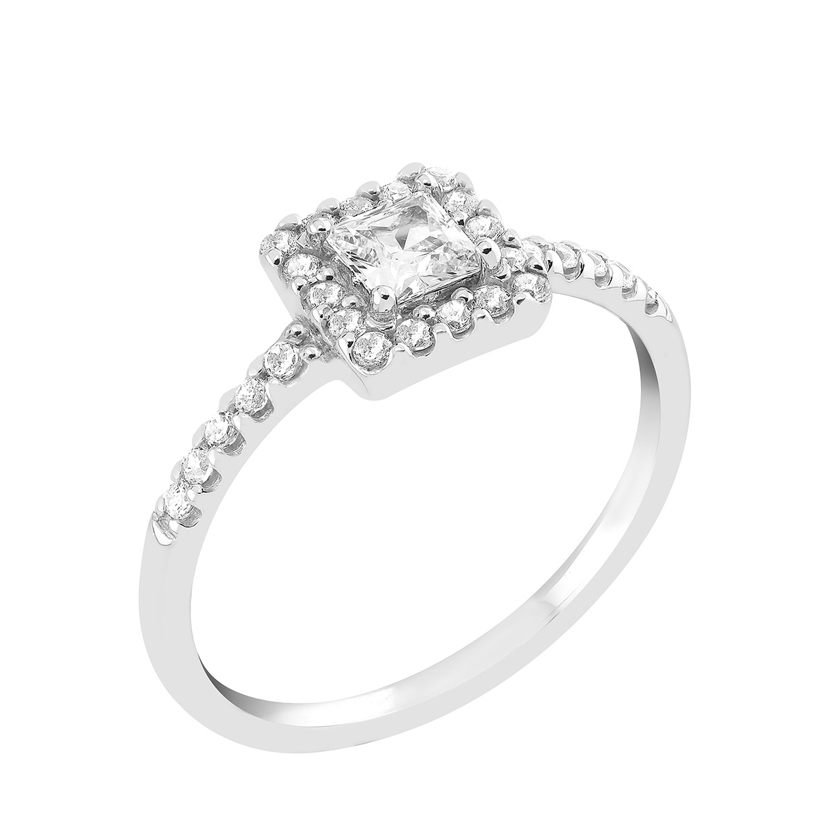 Lykka Casuals silver ring kvadrathalo LYS25076-175