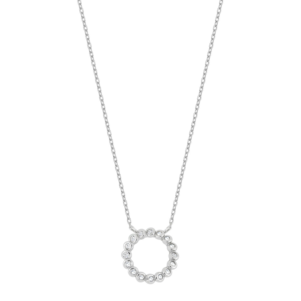 Lykka Casuals silver halsband zirkon ringa 42+3cm