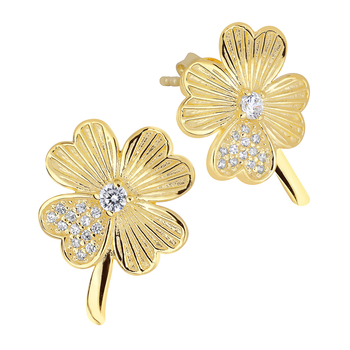 Lykka Symbols guldpläterad silver örhängen fyrklöver