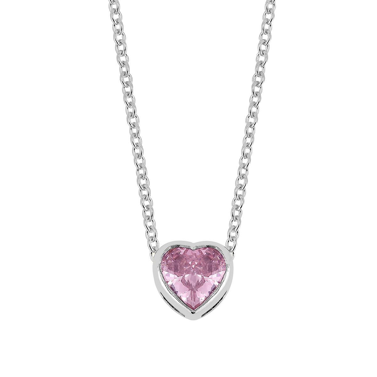 Lykka Hearts rosa hjärta halsband silvera
