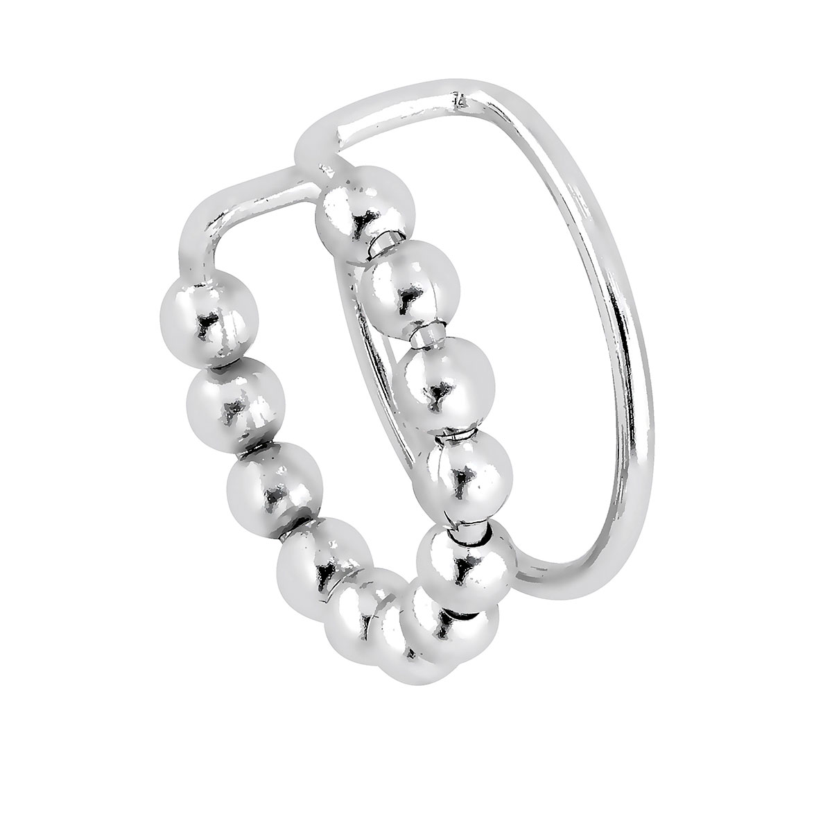 Lykka Casuals dubbelring ear cuff silver örhängen zirkonia