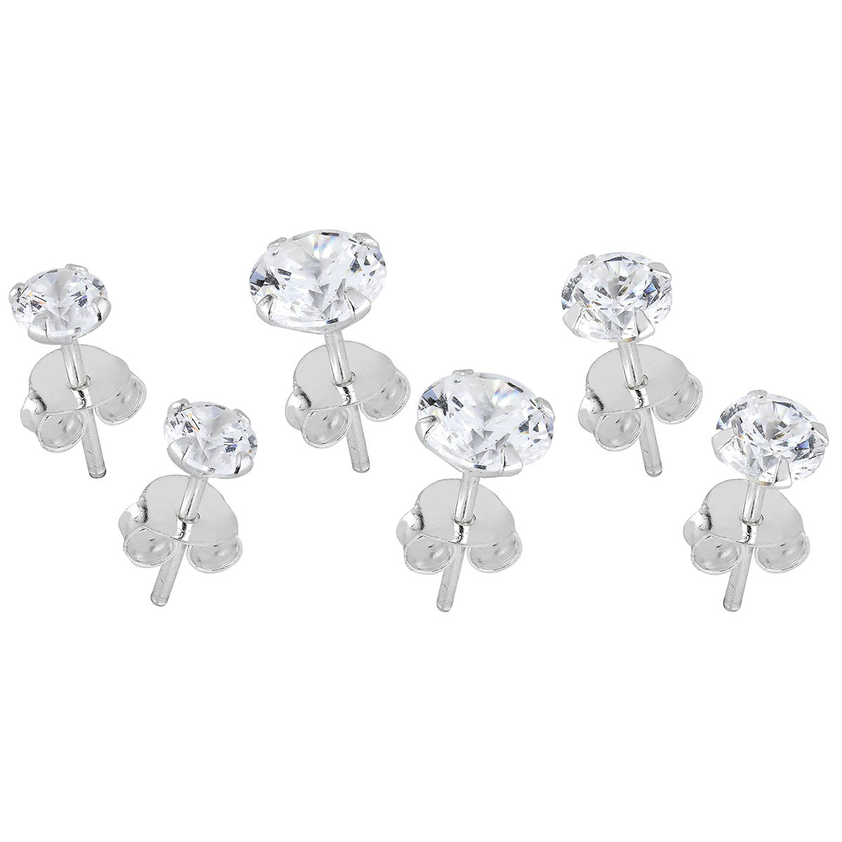 Lykka Casuals örhängesset silver klar zirkonia 4–6 mm