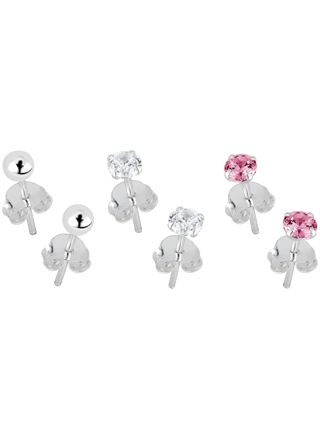 Lykka Casuals silverörhängesset 3 mm – kulor & zirkonia