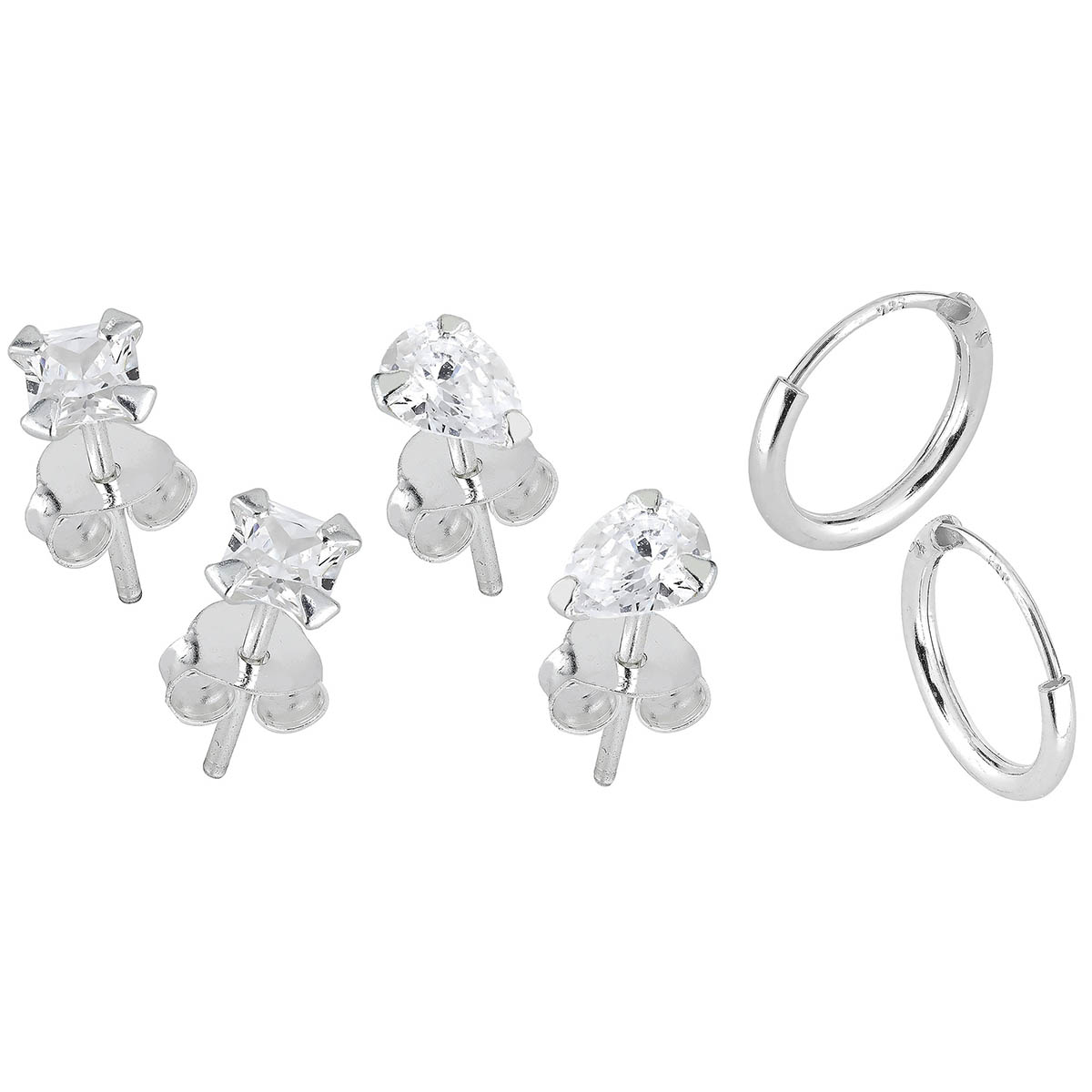 Lykka Casuals silverörhängesset – zirkonia & ringar