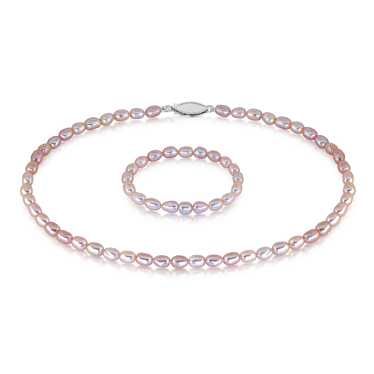 Lykken Pearls doppärlhalsband rosa 30+10cm