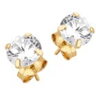 Lykka Casuals solitaire runda zirkon stift örhängen i gulguld 6 mm