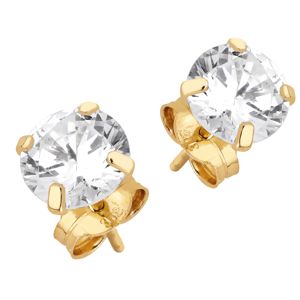 Lykka Casuals solitaire runda zirkon stift örhängen i gulguld 6 mm main product photo