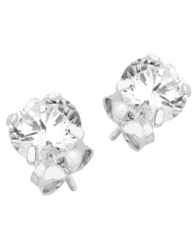 Lykken Casuals solitaire runda zirkon stift örhängen i vitguld 6 mm