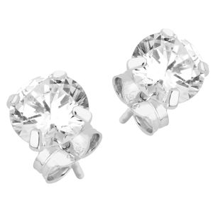 Lykka Casuals solitaire runda zirkon stift örhängen i vitguld 6 mm main product photo