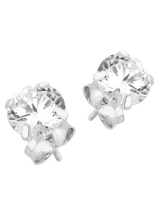 Lykka Casuals solitaire runda zirkon stift örhängen i vitguld 6 mm