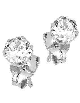 Lykken Casuals enstens runda zirkon stift örhängen i vitguld 4 mm
