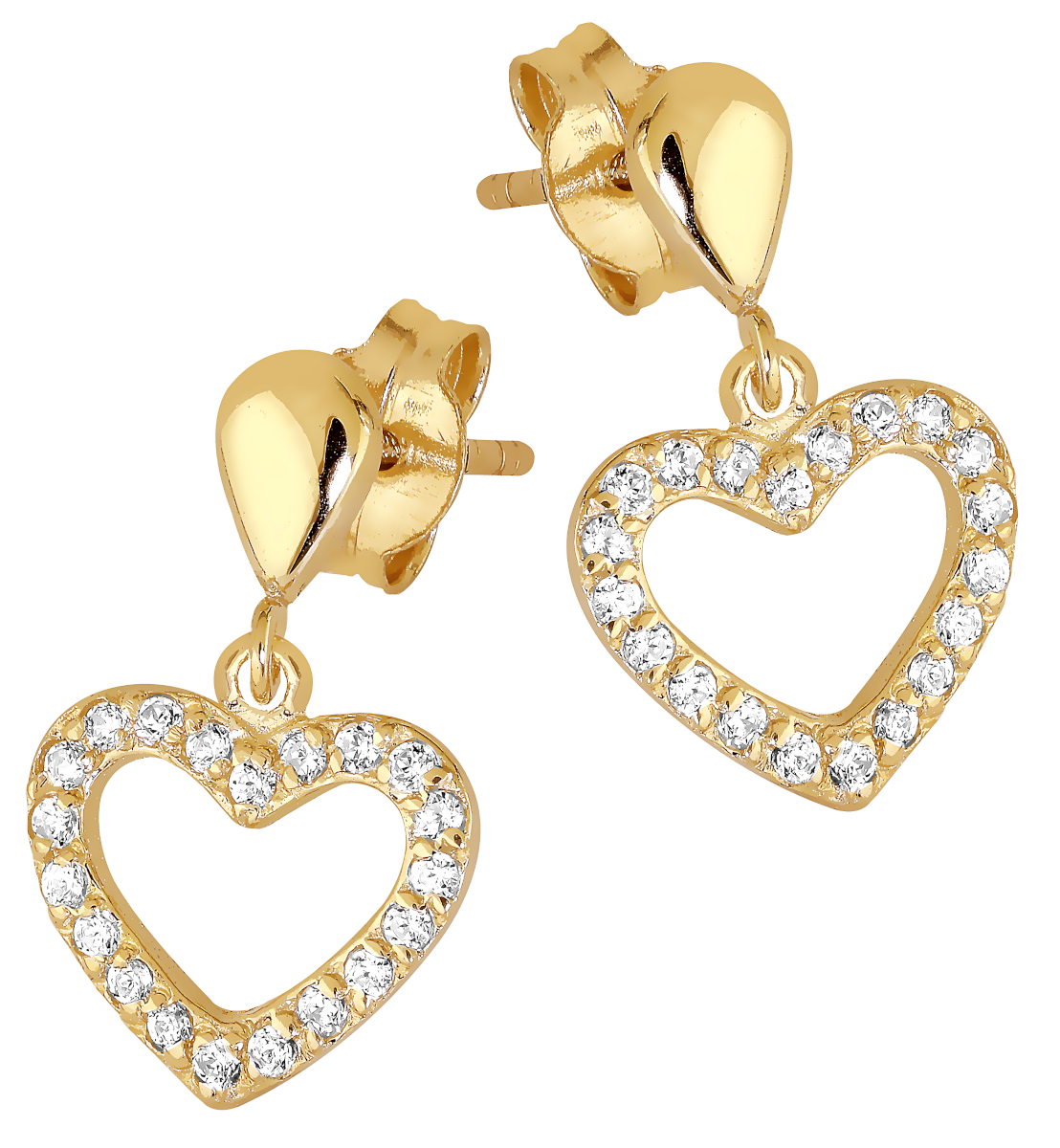 Lykka Hearts guld örhängen med hjärtformade droppe