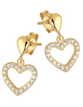Lykka Hearts guld örhängen med hjärtformade droppe