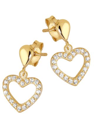 Lykka Hearts guld örhängen med hjärtformade droppe