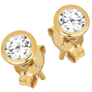 Lykka Casuals enstens örhängen i gulguld med bezelinfattning 4 mm main product photo