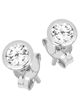 Lykka Casuals enstens örhängen i vitguld med bezelinfattning 4 mm