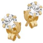 Lykka Casuals kroninfattade CZ stiftörhängen i gulguld 4 mm