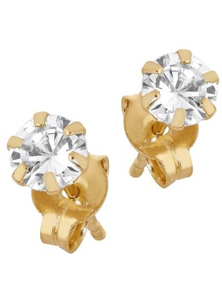 Lykka Casuals kroninfattade CZ stiftörhängen i gulguld 4 mm