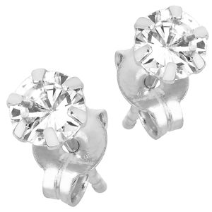 Lykka Casuals kroninfattade CZ stiftörhängen i vitguld 4 mm main product photo