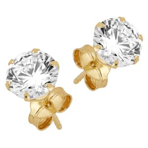 Lykka Casuals enstens runda zirkon stift örhängen i gulguld 6 mm main product photo