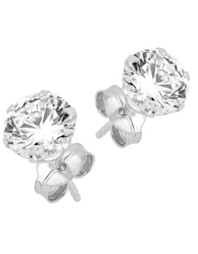 Lykka Casuals enstens runda zirkon stift örhängen i vitguld 6 mm